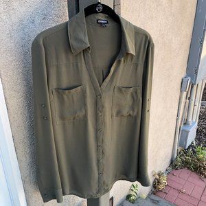 Express Olive Green Portofino Shirt